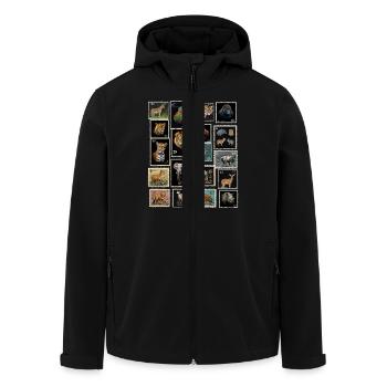 Postage Stamps Animals of the World - Men’s Recycled Softshell Jacket by Stanley/Stella - black - Front - AI Model Male 185 light (185cm)