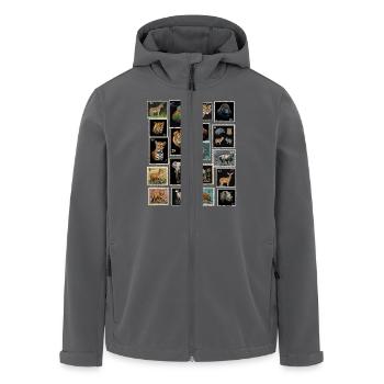 Postage Stamps Animals of the World - Men’s Recycled Softshell Jacket by Stanley/Stella - anthracite - Front - AI Model Male 185 light (185cm)