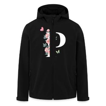 Lettre p fleurs rose - Veste softshell homme en polyester recyclé Stanley/Stella - noir - Devant - AI Model Male 185 light (185cm)