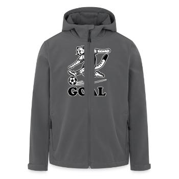 Football Cheeta - "Goal" Design - Men’s Recycled Softshell Jacket by Stanley/Stella - anthracite - Front - AI Model Male 185 light (185cm)