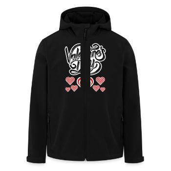 Valentine's Day Gift T-Shirt, Happy Valentine's - Men’s Recycled Softshell Jacket by Stanley/Stella - black - Front - AI Model Male 185 light (185cm)