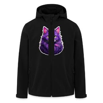 Cat Modern Design Purple - Men’s Recycled Softshell Jacket by Stanley/Stella - black - Front - AI Model Male 185 light (185cm)