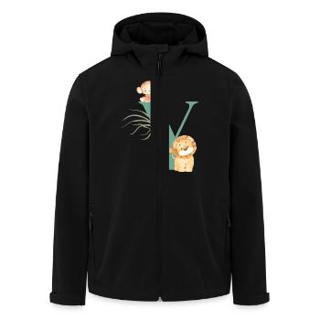 Letter y green jungle animals - Men’s Recycled Softshell Jacket by Stanley/Stella - black - Front - AI Model Male 185 light (185cm)