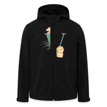 Letter v green jungle animals - Men’s Recycled Softshell Jacket by Stanley/Stella - black - Front - AI Model Male 185 light (185cm)