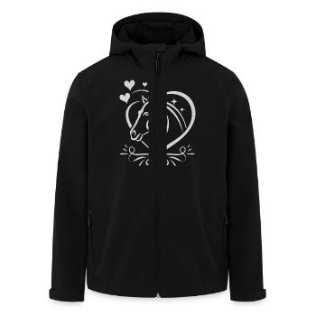Pferdekopf Herz mit Herzen - Recycelte Männer Softshell-Jacke von Stanley/Stella - Schwarz - Vorne - AI Model Male 185 light (185cm)