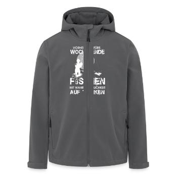 Wochenende- fischen - Recycelte Männer Softshell-Jacke von Stanley/Stella - Anthrazit - Vorne - AI Model Male 185 light (185cm)