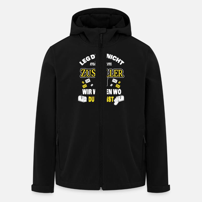 ZUSTELLER, POSTBOTE, POSTMANN - WIR WISSEN WO DU - Recycelte Männer Softshell-Jacke von Stanley/Stella - Schwarz
