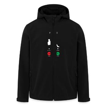 FUSSBALL RUFT MICH! - ICH MUSS KICKEN GEHEN! - Recycelte Männer Softshell-Jacke von Stanley/Stella - Schwarz - Vorne - AI Model Male 185 light (185cm)
