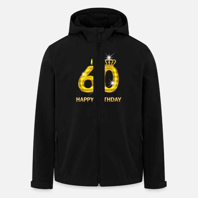 60 - oro numero buon compleanno - compleanno- - Giacca softshell uomo in poliestere riciclato di Stanley/Stella - nero
