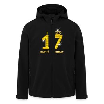 17-happy birthday - birthday - number gold - Men’s Recycled Softshell Jacket by Stanley/Stella - black - Front - AI Model Male 185 light (185cm)