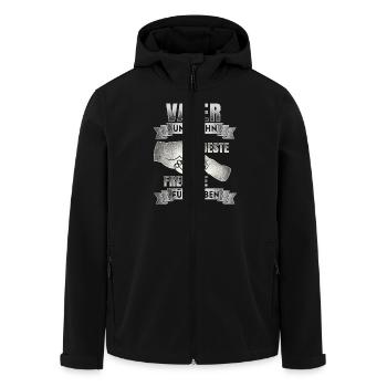 Father and son - best friends - DE - Men’s Recycled Softshell Jacket by Stanley/Stella - black - Front - AI Model Male 185 light (185cm)