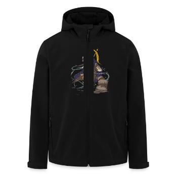 Waschbär Zauberer - Recycelte Männer Softshell-Jacke von Stanley/Stella - Schwarz - Vorne - AI Model Male 185 light (185cm)