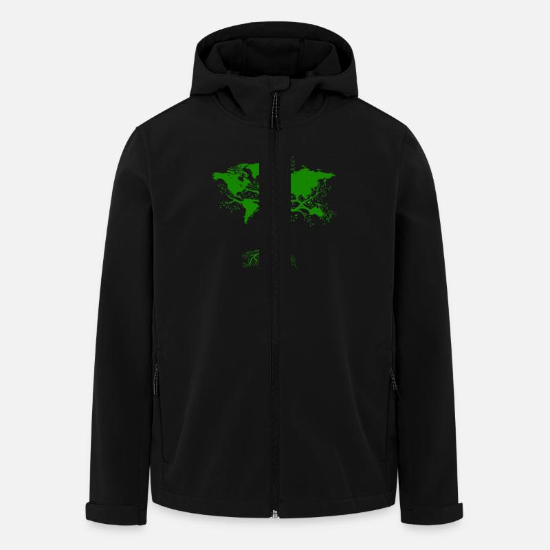 Baum mit Weltkarten grün - Recycelte Männer Softshell-Jacke von Stanley/Stella - Schwarz