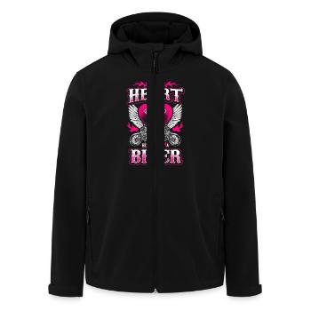 My Heart Belongs To A Biker - EN - Men’s Recycled Softshell Jacket by Stanley/Stella - black - Front - AI Model Male 185 light (185cm)