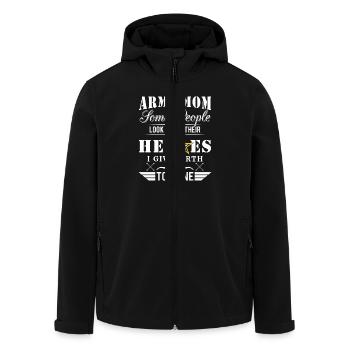 Army Mom some people look up to their Heroes - Men’s Recycled Softshell Jacket by Stanley/Stella - black - Front - AI Model Male 185 light (185cm)