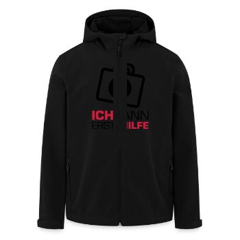 erstehilfe_f2 - Recycelte Männer Softshell-Jacke von Stanley/Stella - Schwarz - Vorne - AI Model Male 185 light (185cm)