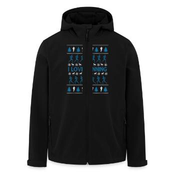 I love Running Ugly Christmas Sweater Weihnachten - Men’s Recycled Softshell Jacket by Stanley/Stella - black - Front - AI Model Male 185 light (185cm)