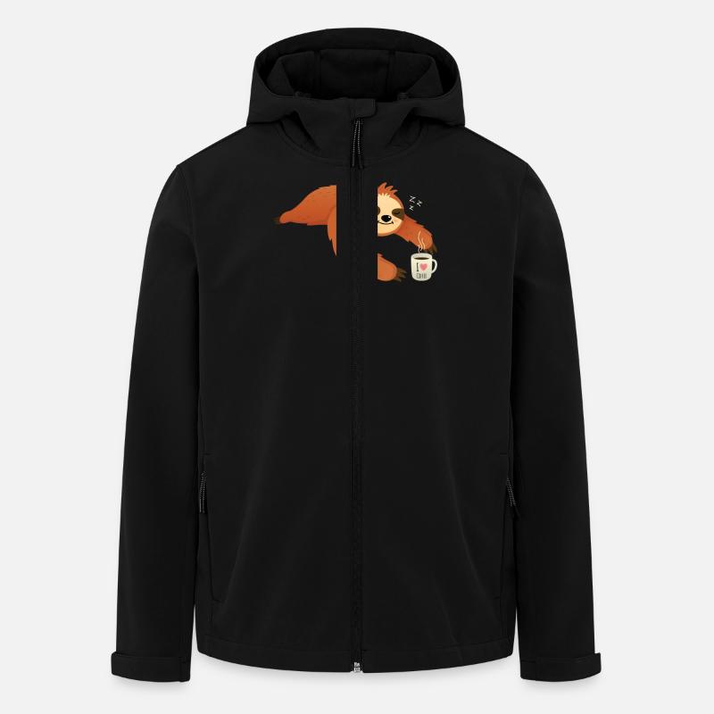 Sloth Love Coffee - Veste softshell homme en polyester recyclé Stanley/Stella - noir