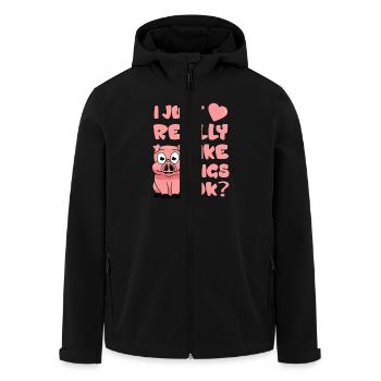 I just really like pigs ok? - animal love gift - Men’s Recycled Softshell Jacket by Stanley/Stella - black - Front - AI Model Male 185 light (185cm)