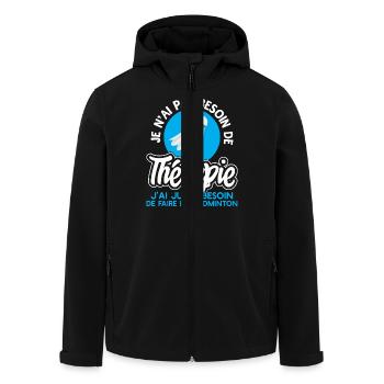 Thérapie badminton t-shirt cadeau - Veste softshell homme en polyester recyclé Stanley/Stella - noir - Devant - AI Model Male 185 light (185cm)