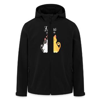 Feline The Love - Valentines Cat Couple - Men’s Recycled Softshell Jacket by Stanley/Stella - black - Front - AI Model Male 185 light (185cm)