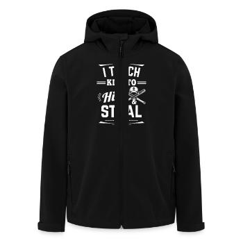 I teach kids to hit & steal - baseball team - Men’s Recycled Softshell Jacket by Stanley/Stella - black - Front - AI Model Male 185 light (185cm)