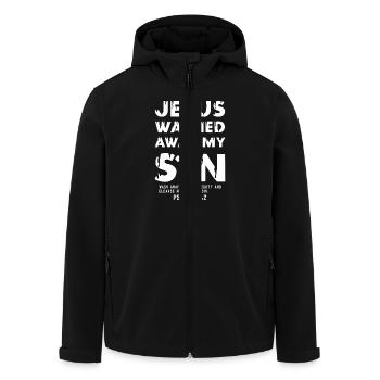 Jesus washed away my Sin - Psalm 51:2 - Men’s Recycled Softshell Jacket by Stanley/Stella - black - Front - AI Model Male 185 light (185cm)