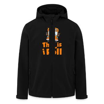 This is how i roll - school bus - Men’s Recycled Softshell Jacket by Stanley/Stella - black - Front - AI Model Male 185 light (185cm)
