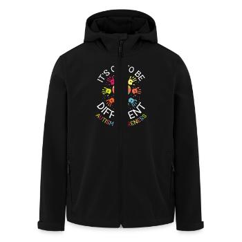It's ok to be different - Autism Awareness - Men’s Recycled Softshell Jacket by Stanley/Stella - black - Front - AI Model Male 185 light (185cm)
