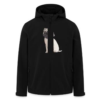 Mops PUG Hunde Dog Fan - Recycelte Männer Softshell-Jacke von Stanley/Stella - Schwarz - Vorne - AI Model Male 185 light (185cm)