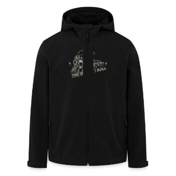 This is how i roll - railroad train - Veste softshell homme en polyester recyclé Stanley/Stella - noir - Devant - AI Model Male 185 light (185cm)