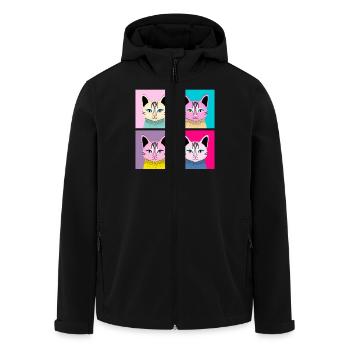 Pop Art Cat - Meow - Recycelte Männer Softshell-Jacke von Stanley/Stella - Schwarz - Vorne - AI Model Male 185 light (185cm)