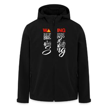 Warning may spontaneously break into Song - Men’s Recycled Softshell Jacket by Stanley/Stella - black - Front - AI Model Male 185 light (185cm)