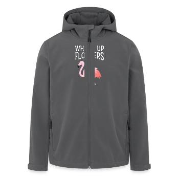 What's Up Flockers - Cool Flamingo Design - Recycelte Männer Softshell-Jacke von Stanley/Stella - Anthrazit - Vorne - AI Model Male 185 light (185cm)