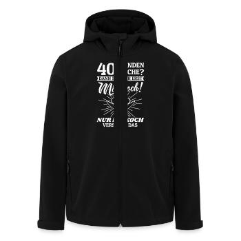 40 Stunden Woche? Dann ist aber erst Mittwoch Koch - Recycelte Männer Softshell-Jacke von Stanley/Stella - Schwarz - Vorne - AI Model Male 185 light (185cm)