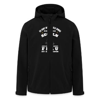 Segeln mit meiner Frau,Segler - Recycelte Männer Softshell-Jacke von Stanley/Stella - Schwarz - Vorne - AI Model Male 185 light (185cm)