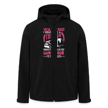 Warning I belong to a trucker - road rage - Recycelte Männer Softshell-Jacke von Stanley/Stella - Schwarz - Vorne - AI Model Male 185 light (185cm)