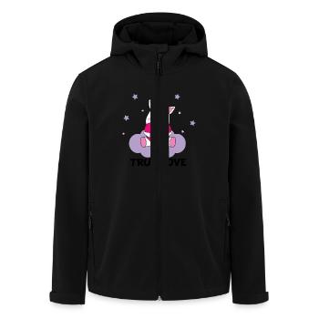 Unicorn True Love - Men’s Recycled Softshell Jacket by Stanley/Stella - black - Front - AI Model Male 185 light (185cm)