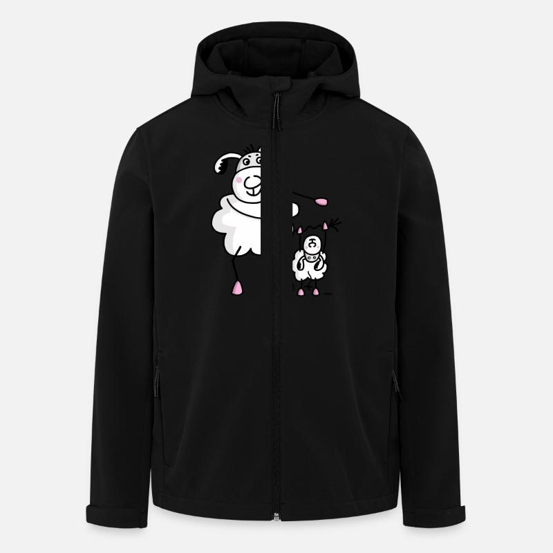 Moutons avec agneaux - Veste softshell homme en polyester recyclé Stanley/Stella - noir