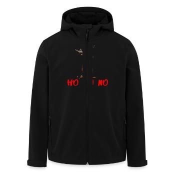 HO HO NO Reindeer Rudolf with the red nose - Men’s Recycled Softshell Jacket by Stanley/Stella - black - Front - AI Model Male 185 light (185cm)