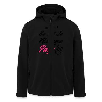 sie sagt ja wir party - Recycelte Männer Softshell-Jacke von Stanley/Stella - Schwarz - Vorne - AI Model Male 185 light (185cm)