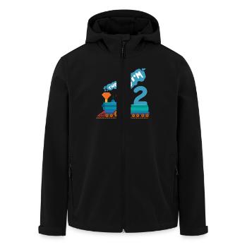 Two Year Old - Turning 2, 2nd Birthday Train Party - Men’s Recycled Softshell Jacket by Stanley/Stella - black - Front - AI Model Male 185 light (185cm)