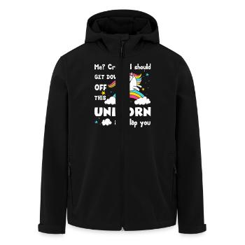 Unicorn Funny Unicorn - Men’s Recycled Softshell Jacket by Stanley/Stella - black - Front - AI Model Male 185 light (185cm)
