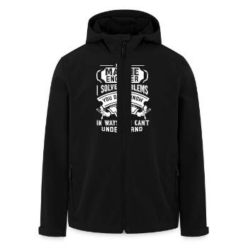 Marine Engineers Solve Problems - Men’s Recycled Softshell Jacket by Stanley/Stella - black - Front - AI Model Male 185 light (185cm)