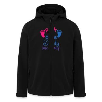 Pink Or Blue Daddy Loves You, Gender Reveal Gift - Men’s Recycled Softshell Jacket by Stanley/Stella - black - Front - AI Model Male 185 light (185cm)