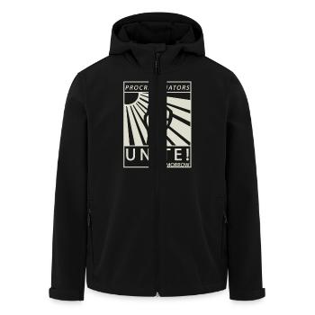 Procrastinators Unite Tomorrow Studenten Geschenk - Recycelte Männer Softshell-Jacke von Stanley/Stella - Schwarz - Vorne - AI Model Male 185 light (185cm)