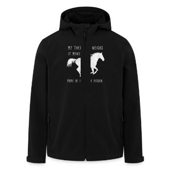 Equine Therapie Comic-Design / Geschenk - Recycelte Männer Softshell-Jacke von Stanley/Stella - Schwarz - Vorne - AI Model Male 185 light (185cm)