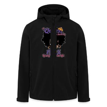 Une reine est née en 1985 - anniversaire de 37 ans - Veste softshell homme en polyester recyclé Stanley/Stella - noir - Devant - AI Model Male 185 light (185cm)