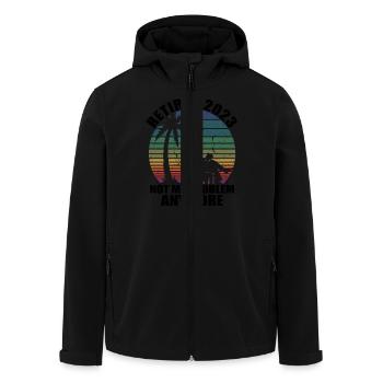 Retired 2023 Retirement Gift For Men & Women Funny - Men’s Recycled Softshell Jacket by Stanley/Stella - black - Front - AI Model Male 185 light (185cm)