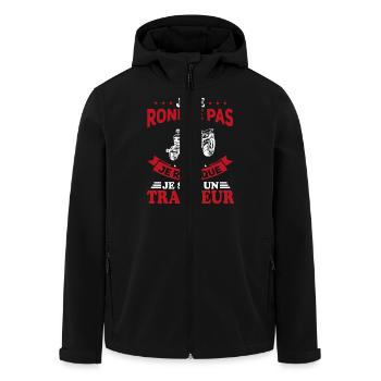 Je ne Ronfle pas je rêve que je suis un Tracteur - Veste softshell homme en polyester recyclé Stanley/Stella - noir - Devant - AI Model Male 185 light (185cm)